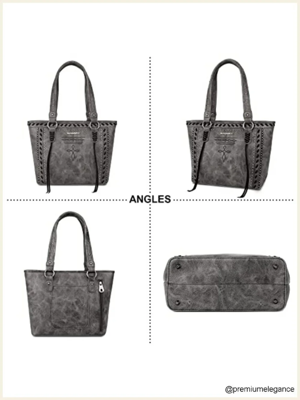 Western Tote Bag with Wallet Vegan Leather Studded Shoulder Handbag